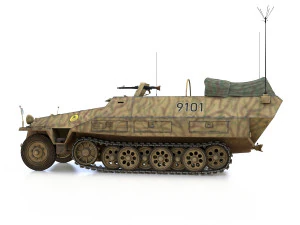 sdkfz 251-3 ausfd - half-track - 9101 3D Model
