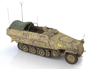 sdkfz 251-3 ausfd - half-track - 9101 3D Model