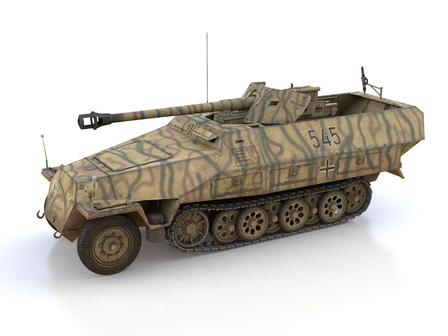 Sdkfz 251 22 Ausfd Pakwagen 545 3d Model In Tank 3dexport