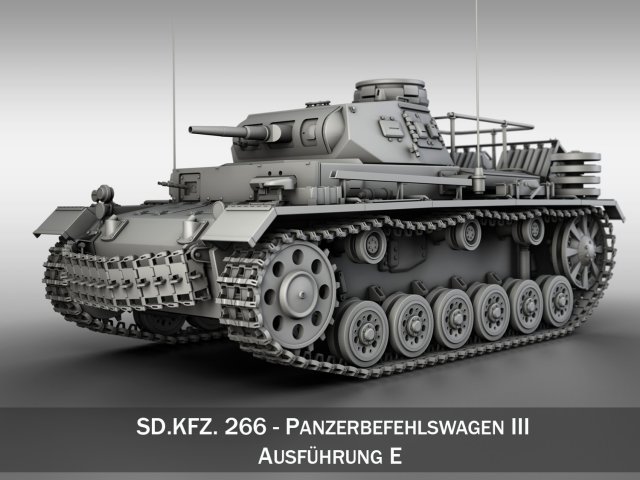 sdkfz 267 pzbefwg iii - ausf e - command tank 3D Модель .c4d .max .obj .3ds .fbx .stl .blend 