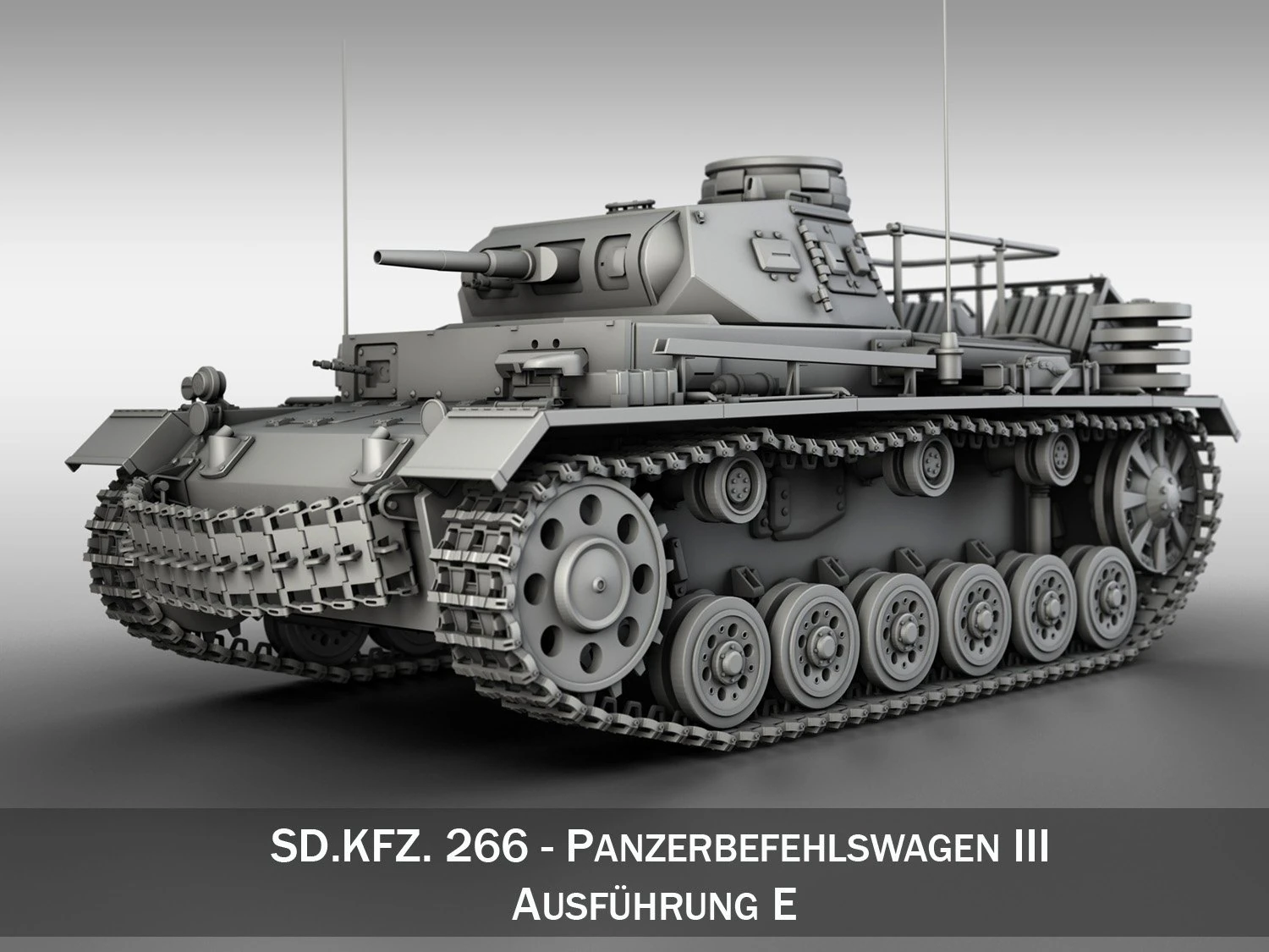 sdkfz 267 pzbefwg iii - ausf e - command tank 3D Model .c4d .max .obj .3ds .fbx .stl .blend 