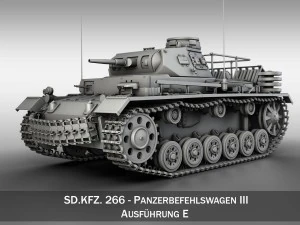sdkfz 267 pzbefwg iii - ausf e - tangki komando Model 3D