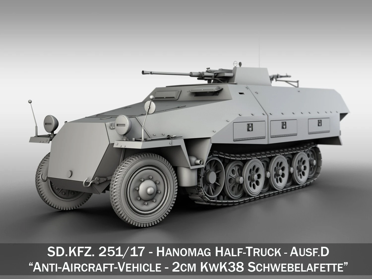 sdkfz 251-17 ausfd - luchtafweervoertuig 3D Model .c4d .max .obj .3ds .fbx .stl .blend 