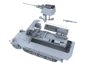 sdkfz 251-17 ausfd - luchtafweervoertuig 3D Model