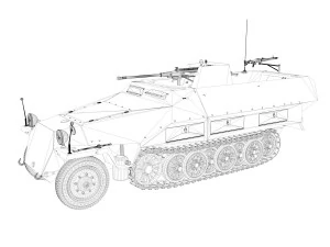 sdkfz 251-17 ausfd - luchtafweervoertuig 3D Model