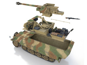 sdkfz 251-22 ausfd - pakwagen - 11 pzdiv 3D Model