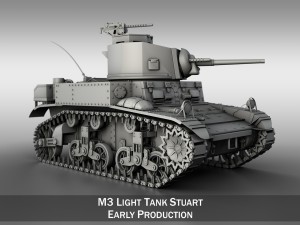 m3 light tank stuart - early production 3D Model