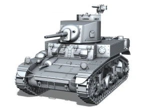 m3 light tank stuart - early production 3D Model