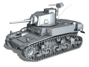 m3 light tank stuart - early production 3D Model