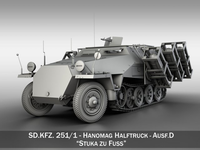 sdkfz 251 ausfd - stuka zu fuss Modèle 3D .c4d .max .obj .3ds .fbx .stl .blend 