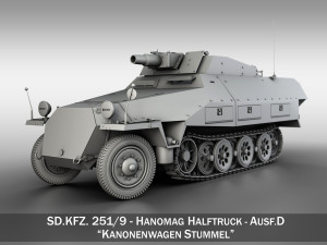 sdkfz 251 - ausfd - kanonenwagen stummel 3D Model