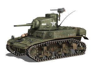 m3 us light tank stuart - early production 3D Model