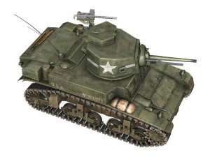 m3 us light tank stuart - early production 3D Model