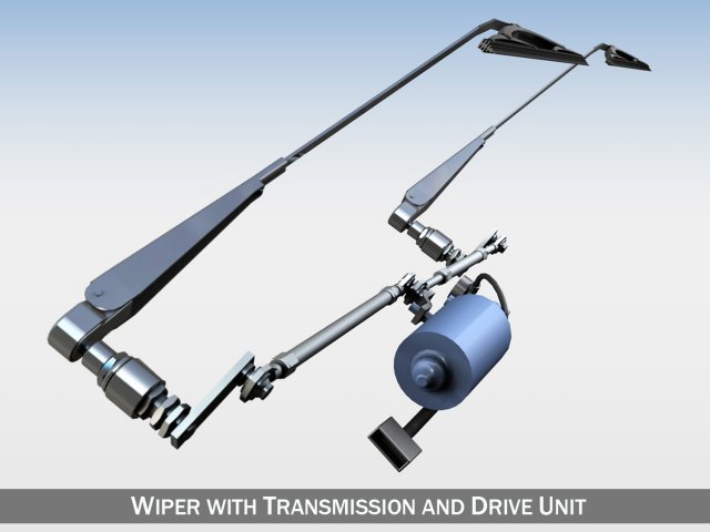 wiper with transmission and drive unit 3D Модель .c4d .max .obj .3ds .fbx .stl .blend 