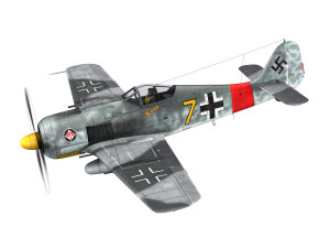focke wulf - fw190 a8 - yellow 7 Model 3D