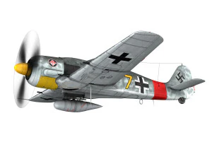 focke wulf - fw190 a8 - жовтий 7 3D Модель