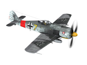 focke wulf - fw190 a8 - yellow 7 Model 3D