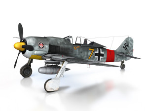 focke wulf - fw190 a8 - yellow 7 Model 3D