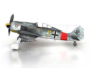 focke wulf - fw190 a8 - жовтий 7 3D Модель