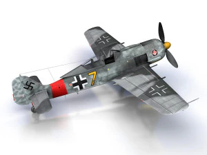 focke wulf - fw190 a8 - жовтий 7 3D Модель