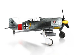 focke wulf - fw190 a8 - жовтий 7 3D Модель