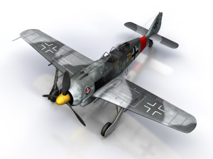 focke wulf - fw190 a8 - yellow 7 Model 3D
