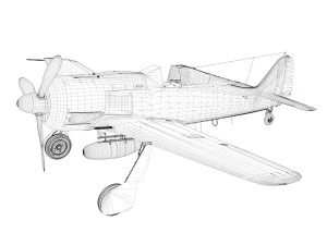focke wulf - fw190 a8 - жовтий 7 3D Модель