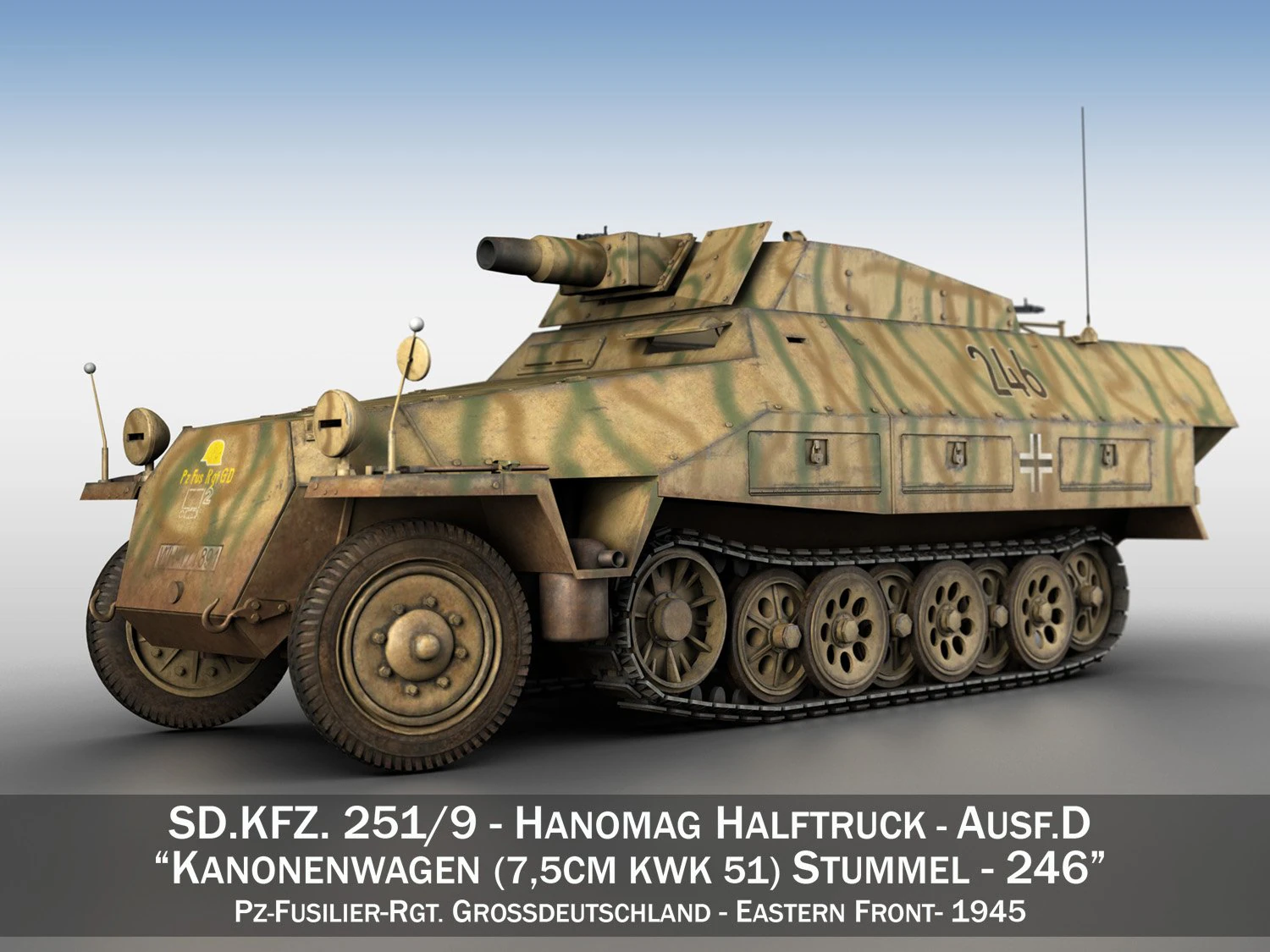 sdkfz 251-9 - ausfd - stummel - 246 3D Model .c4d .max .obj .3ds .fbx .stl .blend 