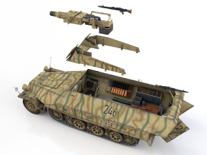 sdkfz 251-9 - ausfd - stummel - 246 3Dモデル