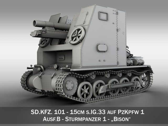 sdkfz 101 sturmpanzer 1 bison Model 3D .c4d .max .obj .3ds .fbx .stl .blend 