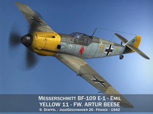 messerschmitt - bf-109 e - giallo 11 Modello 3D