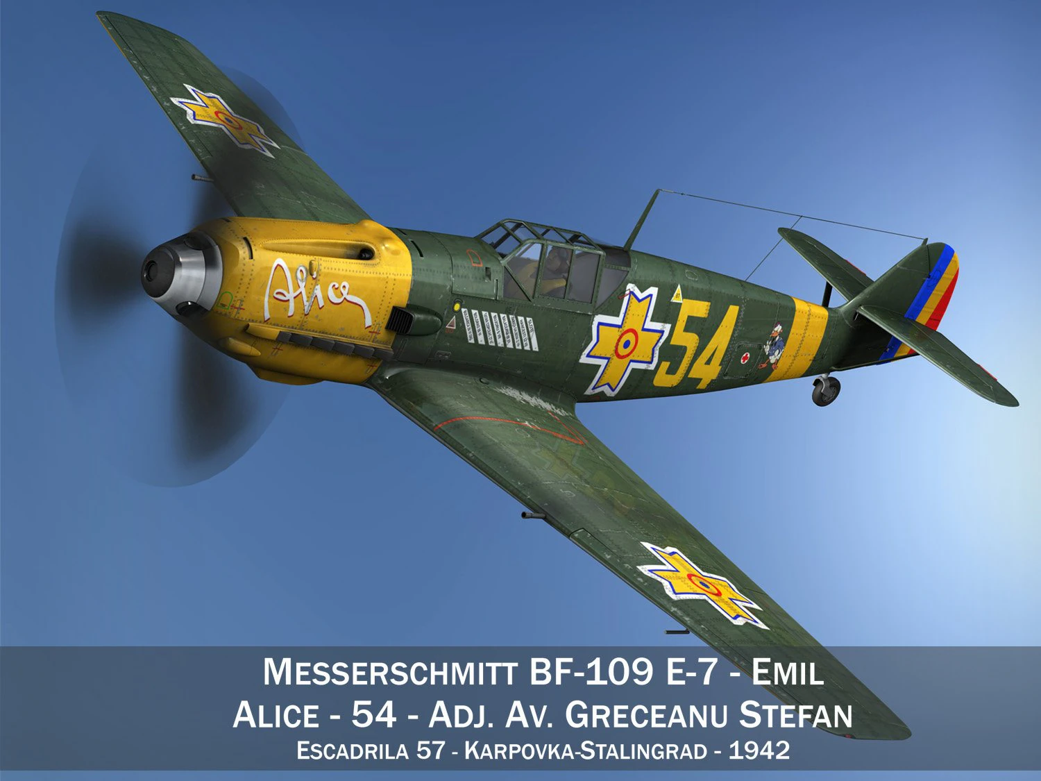 messerschmitt - bf-109 e - romanian air force - 54 3D Model .c4d .max .obj .3ds .fbx .stl .blend 
