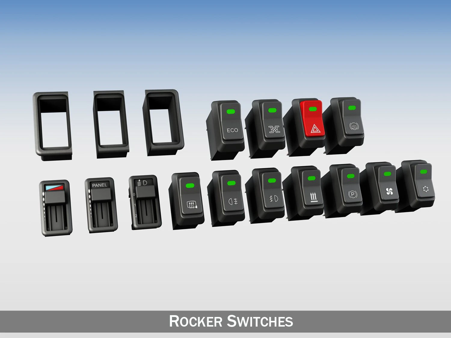 rocker switches for vehilce 3D Model .c4d .max .obj .3ds .fbx .stl .blend