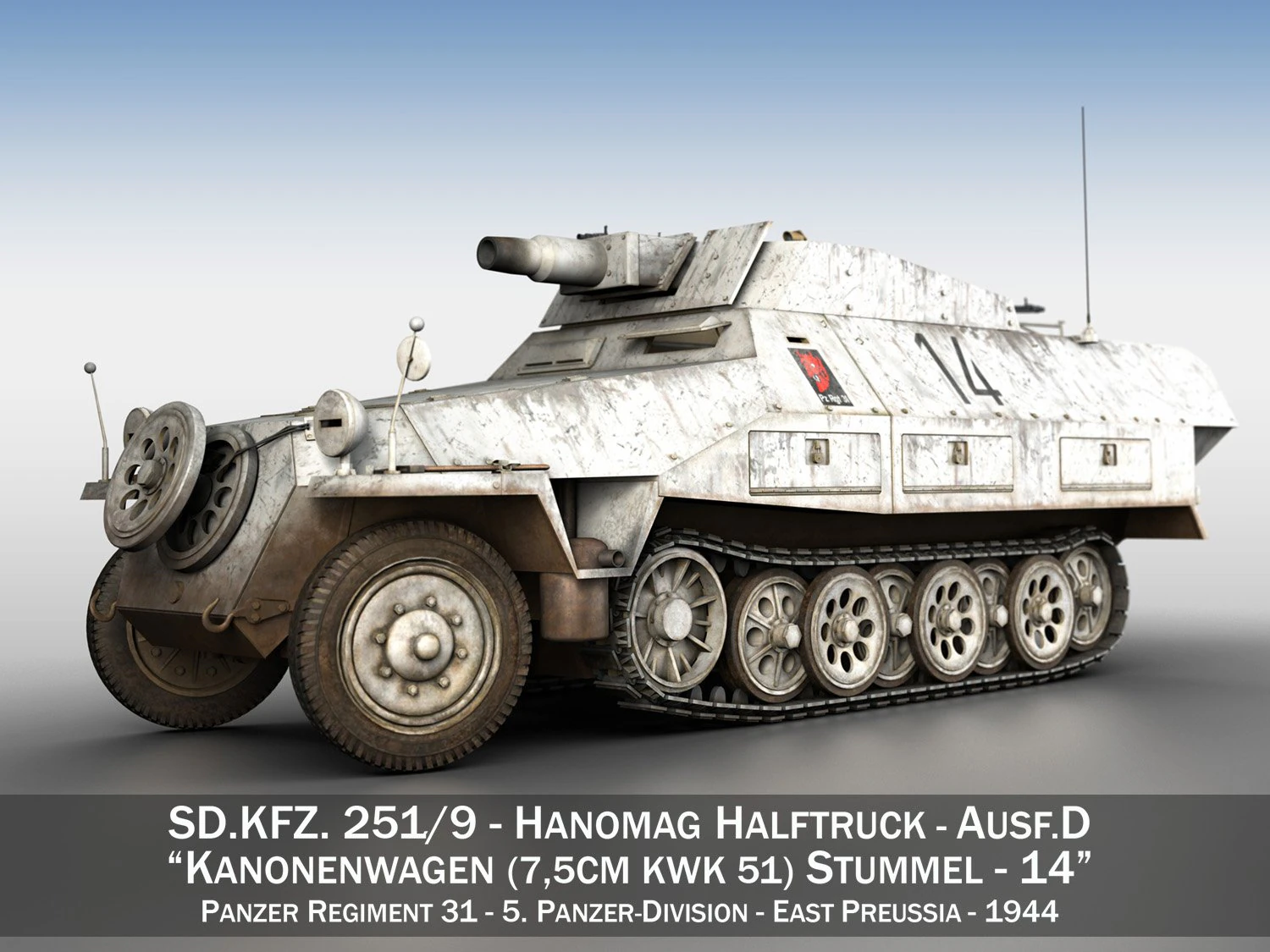 sdkfz 251-9 - ausfd - stummel - 14 3D Model .c4d .max .obj .3ds .fbx .stl .blend 