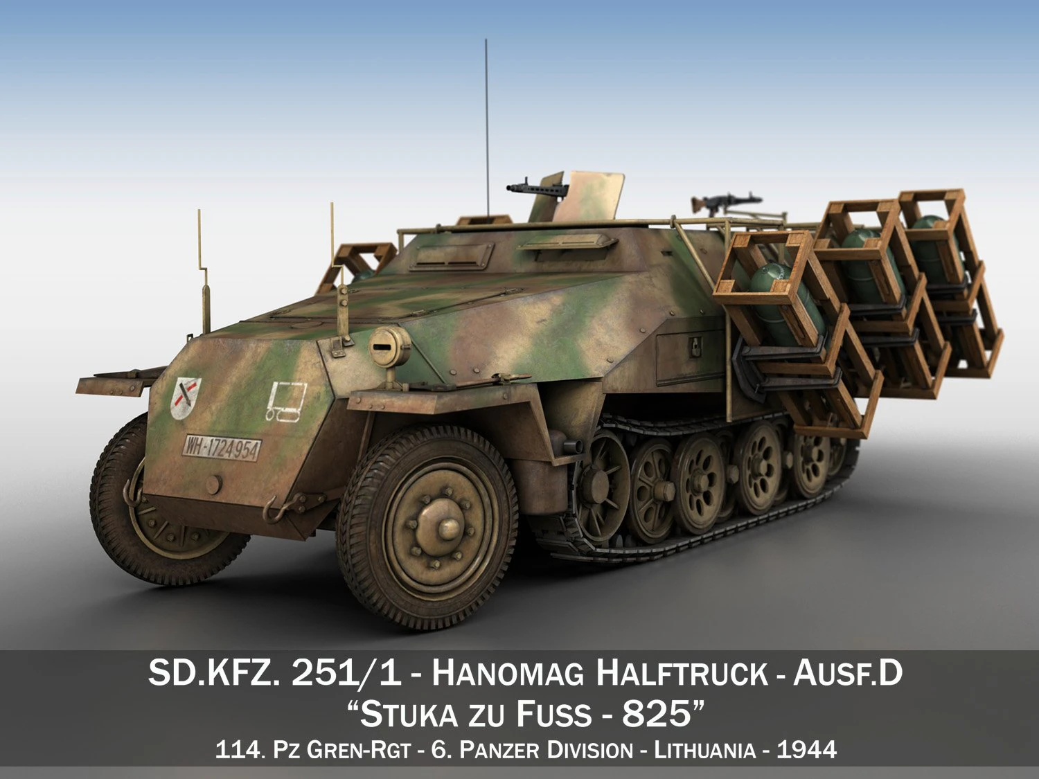 sdkfz 251 - ausf d - stuka zu fuss - 825 3D Model .c4d .max .obj .3ds .fbx .stl .blend 