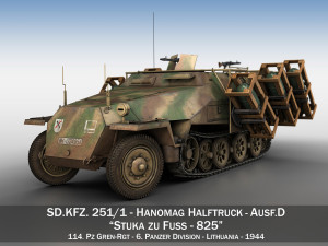 sdkfz 251 - ausf d - stuka zu fuss - 825 3D Model