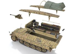 sdkfz 251 - ausf d - assault-engineer vehicle - 1134 3D Model
