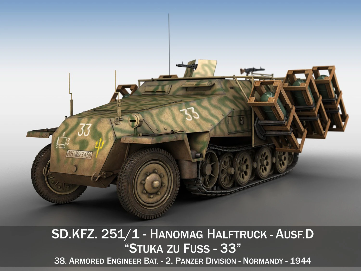 sdkfz 251 - ausf d - stuka zu fuss - 33 3D Model .c4d .max .obj .3ds .fbx .stl .blend