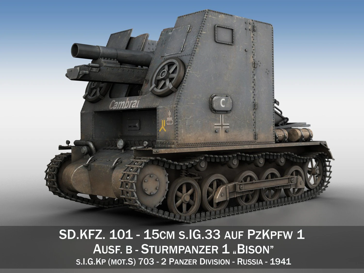 sturmpanzer1 bison cambrai 2pzdiv 3D Model .c4d .max .obj .3ds .fbx .stl .blend 