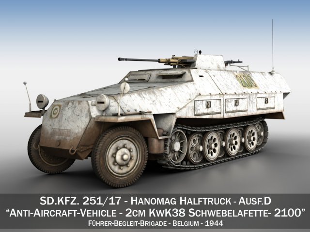 sdkfz 251-17 - ausfd - anti-aircraft-vehicle - 2100 3D-Modell .c4d .max .obj .3ds .fbx .stl .blend 