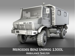 mercedes benz unimog u1300l - ambulance trailer 3D Model