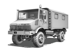 mercedes benz unimog u1300l - ambulance trailer Modello 3D