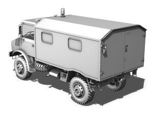 mercedes benz unimog u1300l - ambulance trailer Modello 3D