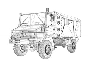 mercedes benz unimog u1300l - ambulance trailer Modello 3D