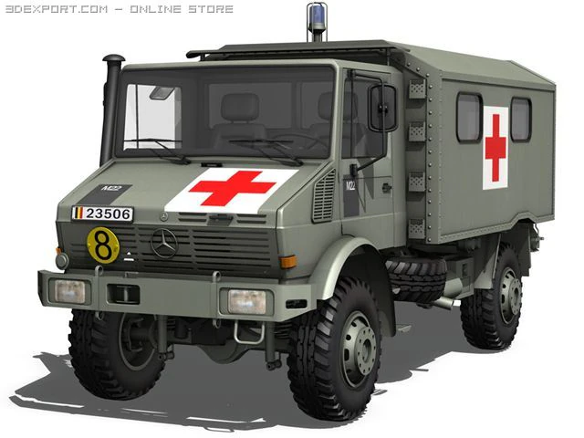 mercedes benz  unimog  belgian ambulance 3D Model .c4d .max .obj .3ds .fbx .stl .blend 