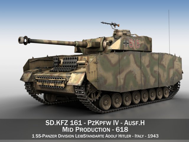 pzkpfw iv - panzer 4 - ausfh - 618 Modèle 3D .c4d .max .obj .3ds .fbx .stl .blend 
