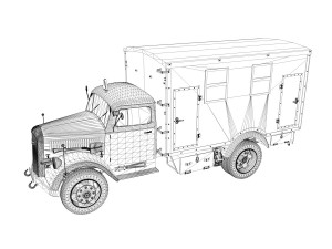 opel blitz - 3t truck with kofferaufbau 3D मॉडल