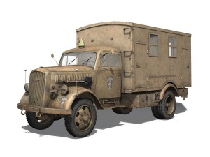 opel blitz - 3t cargo truck with kofferaufbau- 21 pzdiv Modelo 3D
