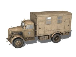 opel blitz - 3t cargo truck with kofferaufbau- 21 pzdiv 3D Model