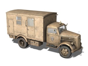 opel blitz - 3t cargo truck with kofferaufbau- 21 pzdiv Modelo 3D